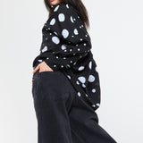 Polka Dot Relaxed Blouse in Black