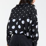 Polka Dot Relaxed Blouse in Black