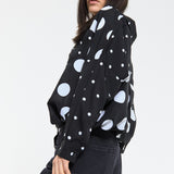 Polka Dot Relaxed Blouse in Black