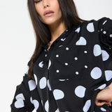 Polka Dot Relaxed Blouse in Black