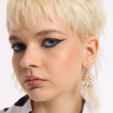 Gold Dotted Cream Heart Hoop Earrings