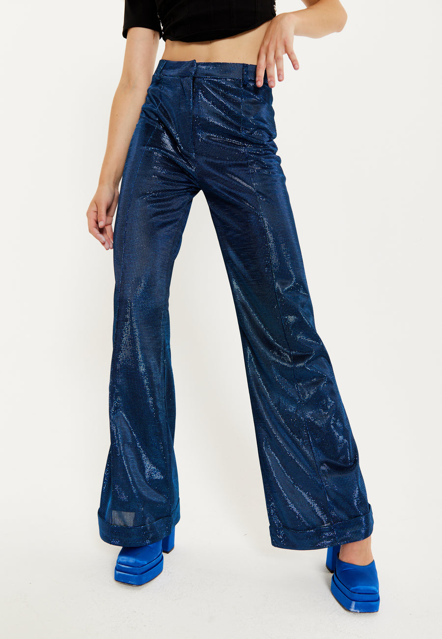 House of Holland Navy Shimmer Trousers
