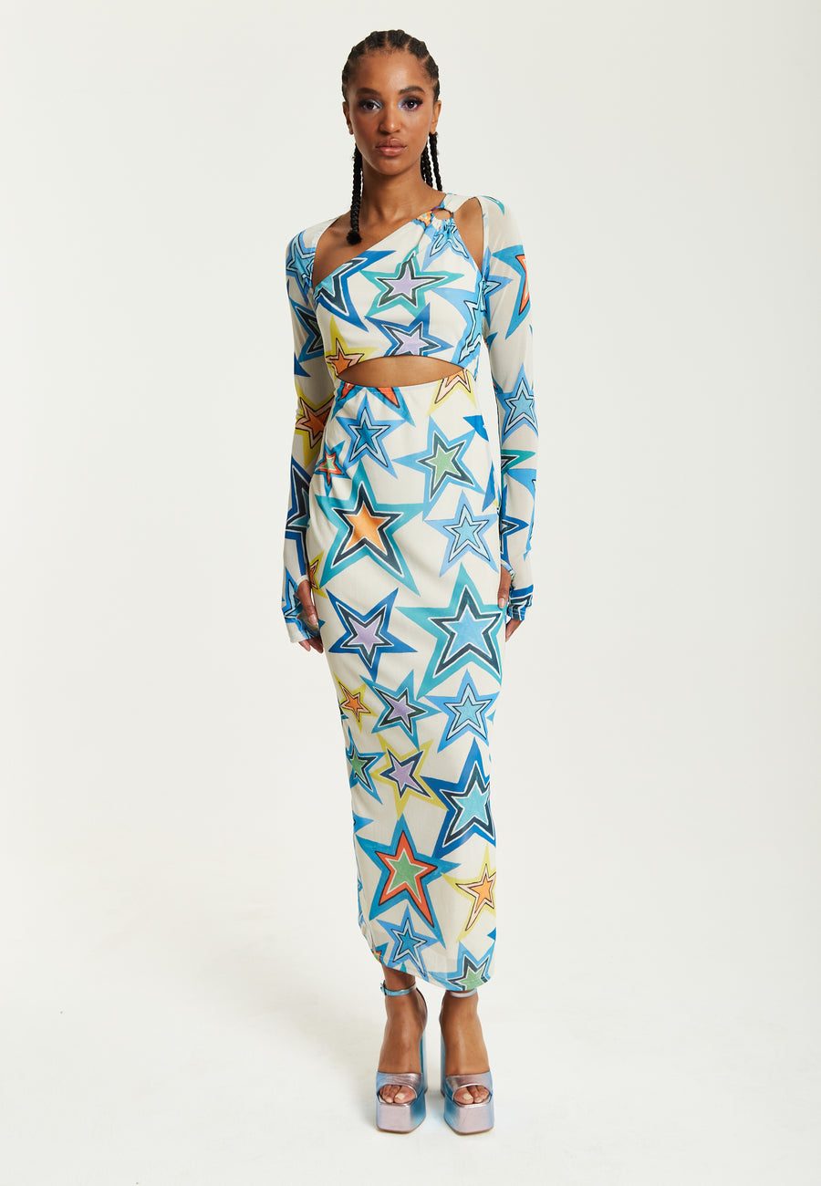 Star print hotsell maxi dress uk