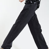 Wide Leg Black Denim Jeans
