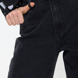 Wide Leg Black Denim Jeans