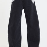 Wide Leg Black Denim Jeans