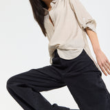 Relaxed Beige Stripe Button Shirt