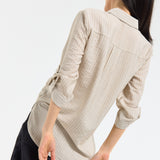 Relaxed Beige Stripe Button Shirt