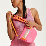 House Of Holland Pink and Orange Crossbody Bag With Logo Printed Acrylic Front