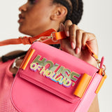 House Of Holland Pink and Orange Crossbody Bag With Logo Printed Acrylic Front