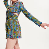 House Of Holland Mini Jacket Dress Lightning Bolt Print With Buckle Fastening