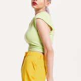 House of Holland Logo Tie Detail Crop Top In Wasabi Green