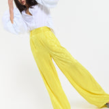 Textured Wide Leg Yellow Trousers