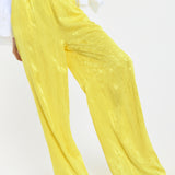 Textured Wide Leg Yellow Trousers
