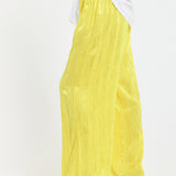 Textured Wide Leg Yellow Trousers
