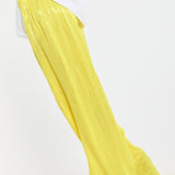 Textured Wide Leg Yellow Trousers