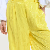 Textured Wide Leg Yellow Trousers