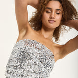 Silver Sequin Bandeau Top
