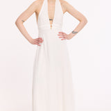Halter Neck Open Back Cotton Maxi Dress