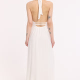 Halter Neck Open Back Cotton Maxi Dress
