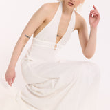 Halter Neck Open Back Cotton Maxi Dress