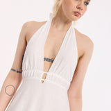 Halter Neck Open Back Cotton Maxi Dress