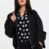 Black Oversize Wool Blend Utility Jacket