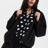 Black Oversize Wool Blend Utility Jacket