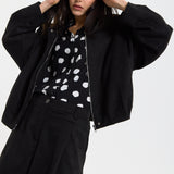 Black Oversize Wool Blend Utility Jacket