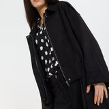 Black Oversize Wool Blend Utility Jacket