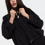 Black Oversize Wool Blend Utility Jacket