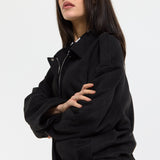Black Oversize Wool Blend Utility Jacket