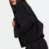 Black Oversize Wool Blend Utility Jacket