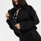 Black Oversize Wool Blend Utility Jacket