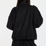 Black Oversize Wool Blend Utility Jacket