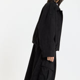 Black Oversize Wool Blend Utility Jacket