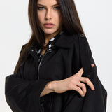 Black Oversize Wool Blend Utility Jacket