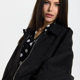 Black Oversize Wool Blend Utility Jacket