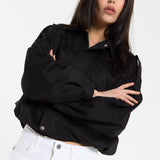Black Oversized Faux Suede Jacket