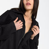 Black Oversized Faux Suede Jacket