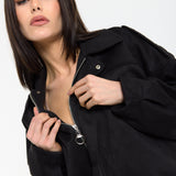 Black Oversized Faux Suede Jacket