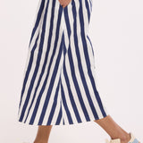 Striped Cotton Midi Skirt with Buttons