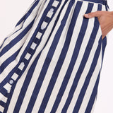Striped Cotton Midi Skirt with Buttons