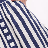Striped Cotton Midi Skirt with Buttons