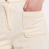 Butter Cream Cotton Wide Leg Trousers