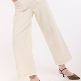 Butter Cream Cotton Wide Leg Trousers