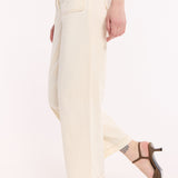 Butter Cream Cotton Wide Leg Trousers