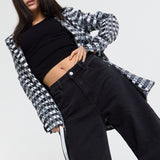 Embroidered Eye Check Blazer Jacket