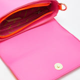 House Of Holland Pink and Orange Crossbody Bag With Logo Printed Acrylic Front