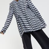 Embroidered Eye Check Blazer Jacket